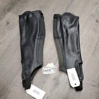 Pr Synthetic Leather Half Chaps, Back Zips *gc, mnr dirty, elastic: v.broken, stretched & pulled
