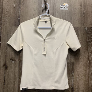 SS Polo Show Shirt, 1/4 Zip *gc, pits, mnr stains, older, mnr dirt?marks, dingy inner collar