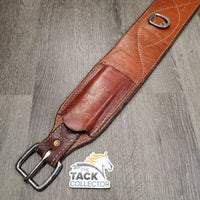 4.25" Wide Thick Leather Back Cinch, Roller Buckles, Leather Keepers *vgc, scuffs, stains, rubs, scratches, mnr dirt
