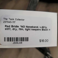 Rsd Bridle *NO Noseband, v.dirty, stiff, dry, film, tight keepers
