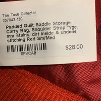 Padded Quilt Saddle Storage Carry Bag, Shoulder Strap *vgc, mnr stains, dirt inside & undone stitching
