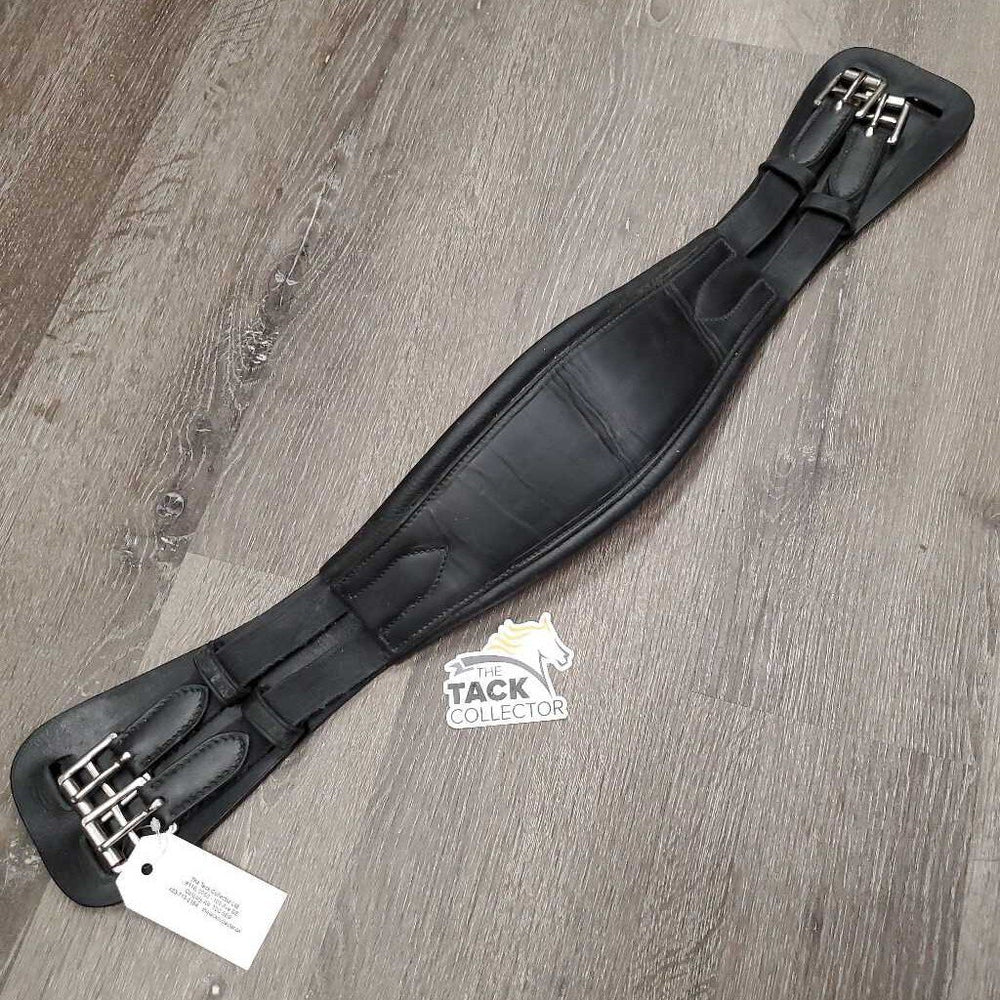 Padded Dressage Girth, 2x long els *gc, clean, sticky, mnr dusty, hair, creases, residue in seams, elastic edge rubs