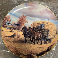 Set of 4: "Summer Plowing", "Sap is Running", "Winter Logging", "Harvest Gold" by Georgia Jarvis Decorative Plates, box, wrapped *new
