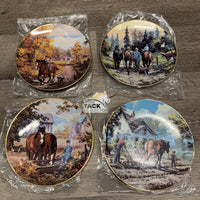 Set of 4: "Been a Long Day", "Cultivating", "Cool Treat", "Giddy Up" by Georgia Jarvis Decorative Plates, boxes *new, wrapped
