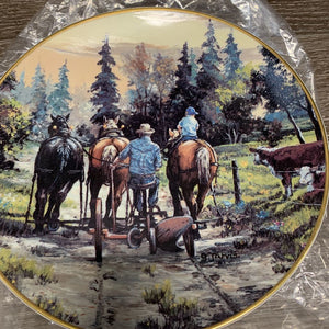 Set of 4: "Been a Long Day", "Cultivating", "Cool Treat", "Giddy Up" by Georgia Jarvis Decorative Plates, boxes *new, wrapped