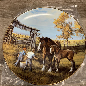 Set of 4: "Anticipation", "Hitching Up", "Waterpump Kids", "Haysleigh Kids" by Georgia Jarvis Decorative Plates, box, wrapped *new
