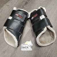 Pr Closed Fleece Boots, velcro *gc, v.dirty, stains, older, faded, hairy, clumpy