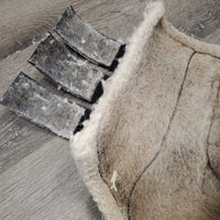 Pr Closed Fleece Lined Boots, velcro *fair, v.dirty, hairy, clumpy, undone stitching, holes/torn leather
