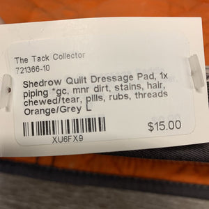 Quilt Dressage Pad, 1x piping *gc, mnr dirt, stains, hair, chewed/tear, pills, rubs, threads
