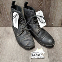 Pr Paddock Boots, laces *gc, dirt, creases, broken toe sole, holey inside, frayed elastics, older
