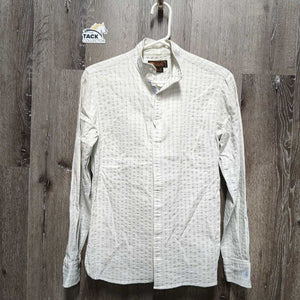 LS Show Shirt, 2 collars *fair, bubbled, wrinkled, older, pit stains, frayed edges