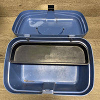 Plastic Grooming Box & Lid, Black Plastic tray *gc, stickers, dirty, stains, scratches/scrapes, faded spots
