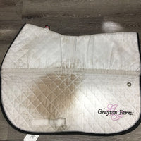 Friction Free Jumper Pad, embroidered *gc, v. stained, dingy, mnr hair, pilly, puckered
