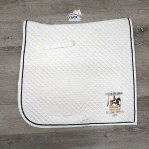 Quilt Dressage Saddle Pad, embroidered, 1x piping *gc, dirt, mnr hair, stains, pills, puckered, edge rubs