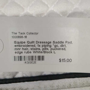 Quilt Dressage Saddle Pad, embroidered, 1x piping *gc, dirt, mnr hair, stains, pills, puckered, edge rubs