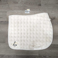 Quilt Jumper Saddle Pad, embroidered, 1x piping *gc, clean, mnr hair, dingy, stained, pills, cut tabs