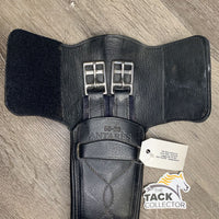 Padded Dressage Short Girth, Center D Ring, 2x Els, Velcro Keepers *vgc, dirt/film, faded, scratches, hairy velcro