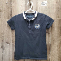 JUNIORS SS Polo Shirt, 1/4 Button Up *gc, faded, mnr hair, v.curled collar ends

