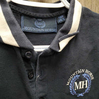 JUNIORS SS Polo Shirt, 1/4 Button Up *gc, faded, mnr hair, v.curled collar ends
