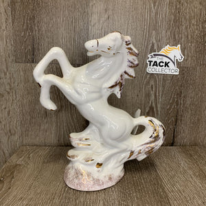 Hollow Rearing Horse Glass Decorative Statue *vgc, mnr stain, dusty