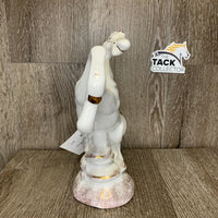 Hollow Rearing Horse Glass Decorative Statue *vgc, mnr stain, dusty

