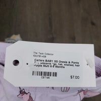 BABY SS Onesie & Pants Set, unicorns *gc, fair, stained, hair