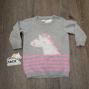BABY LS Sweater, unicorn *gc, stained chest, pilly sleeves