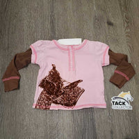 BABY LS Cotton Shirt "western saddle" *vgc, hair, mnr faded, curled sleeves & back