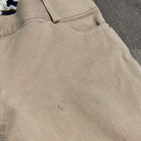 Euro Seat Breeches *loose threads, v.discolored/stained seat & legs, seam puckers, faded, undone stitching, stains
