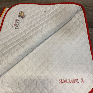 Quilt Jumper Pad, embroidered *vgc, clean, stained, mnr hair, puckered, 1 side embroidery covered