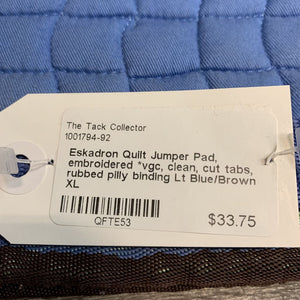 Quilt Jumper Pad, embroidered *vgc, clean, cut tabs, rubbed pilly binding