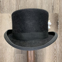 100% Fur Felt Bowler Hat, Hvy Vinyl Helmet Bag *gc, dirt, film & stains, light warping, older, peeled off sticker
