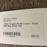 Clear Crystal Bridle Charm, White Silk Bag
