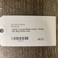 White Crystal Bridle Charm, White Silk Bag
