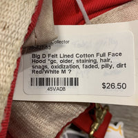 Felt Lined Cotton Full Face Hood *gc, older, staining, hair, snags, oxidization, faded, pilly, dirt
