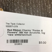 "Ponies & Flowers" Silk Hair Scrunchie, tag *new
