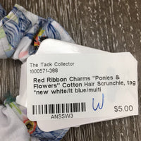 "Ponies & Flowers" Cotton Hair Scrunchie, tag *new