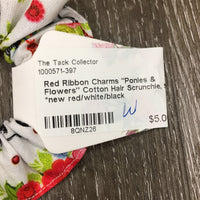 "Ponies & Flowers" Cotton Hair Scrunchie, tag *new