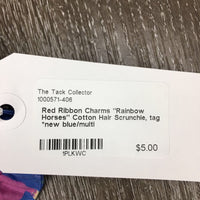 "Rainbow Horses" Cotton Hair Scrunchie, tag *new