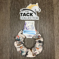 "Horses, Girls & Flowers" Cotton Hair Scrunchie, tag *new
