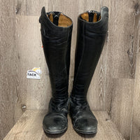 Pr Dress Boots, Zips *gc, dirt, film, scrapes, scuffs, creases, puckered elastics, worn heels, Lining: stains,cracks, holes