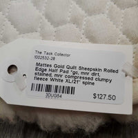 Quilt Sheepskin Rolled Edge Half Pad *gc, mnr dirt, stained, mnr compressed clumpy fleece
