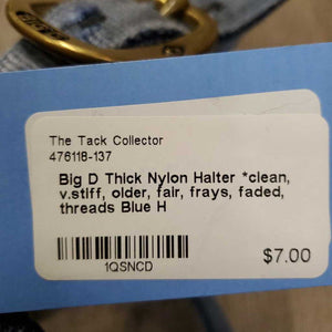 Thick Nylon Halter *clean, v.stiff, older, fair, frays, faded, threads