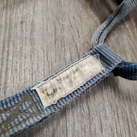 Thick Nylon Halter *clean, v.stiff, older, fair, frays, faded, threads, chewed, stains