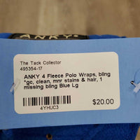 4 Fleece Polo Wraps, bling *gc, clean, mnr stains & hair, 1 missing bling