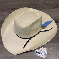 Fancy Vent Straw Cowboy Hat *vgc, v. mnr dirt, misshaped
