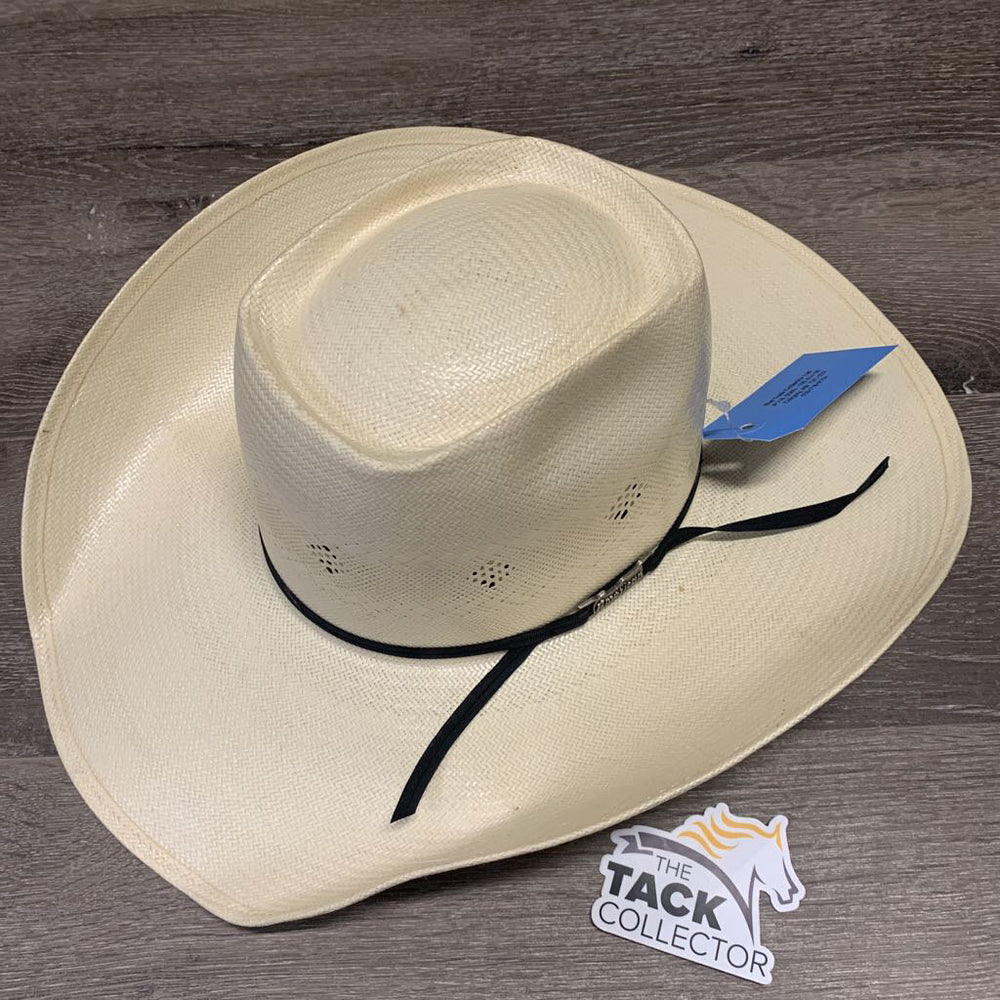 Fancy Vent Straw Cowboy Hat *vgc, v. mnr dirt, misshaped