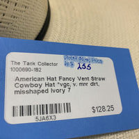 Fancy Vent Straw Cowboy Hat *vgc, v. mnr dirt, misshaped