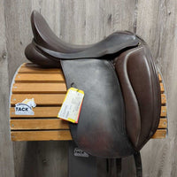 17.5" XW *6.25" Loxley Bliss Dressage Saddle, Grey Fleece Lined Cover, Wool Flocking, Xlg Front Blocks, Front & Rear Gusset Panels, Flaps: 16"L x 12.5"W Serial #: 1458L 175 T

