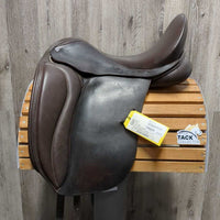 17.5" XW *6.25" Loxley Bliss Dressage Saddle, Grey Fleece Lined Cover, Wool Flocking, Xlg Front Blocks, Front & Rear Gusset Panels, Flaps: 16"L x 12.5"W Serial #: 1458L 175 T
